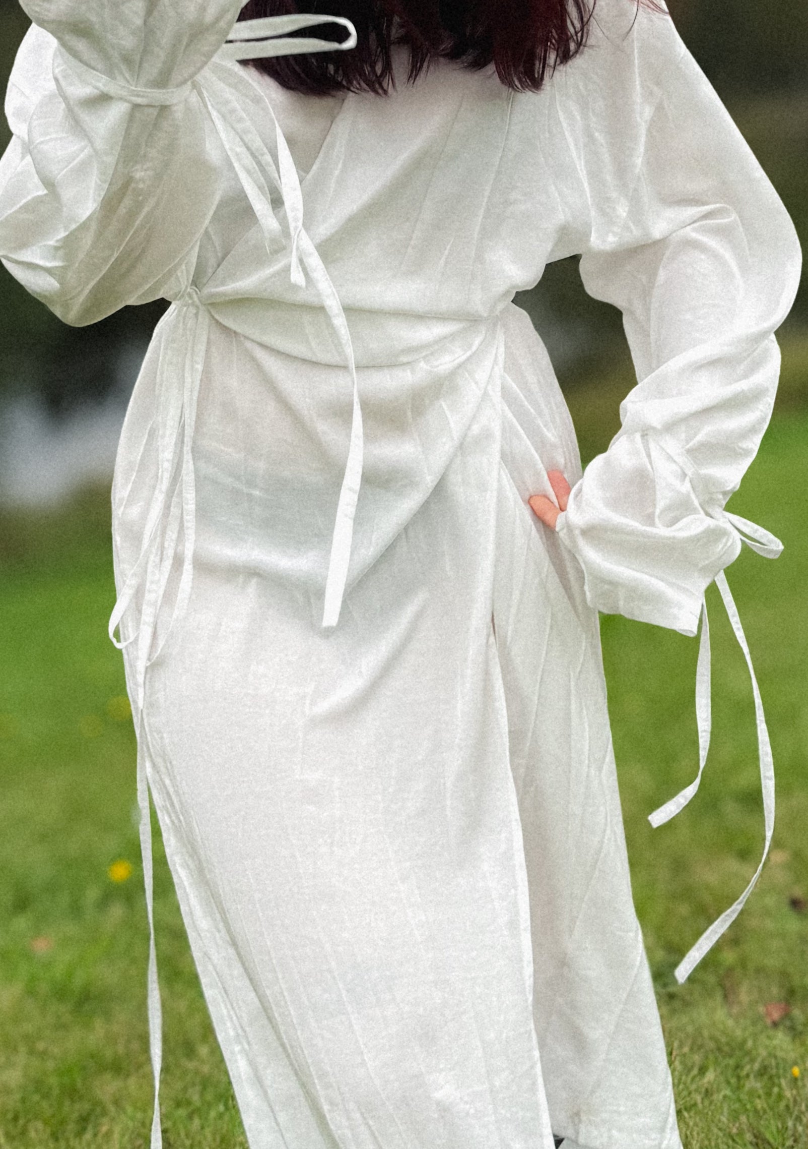 Tie-Front Long Sleeve Robe