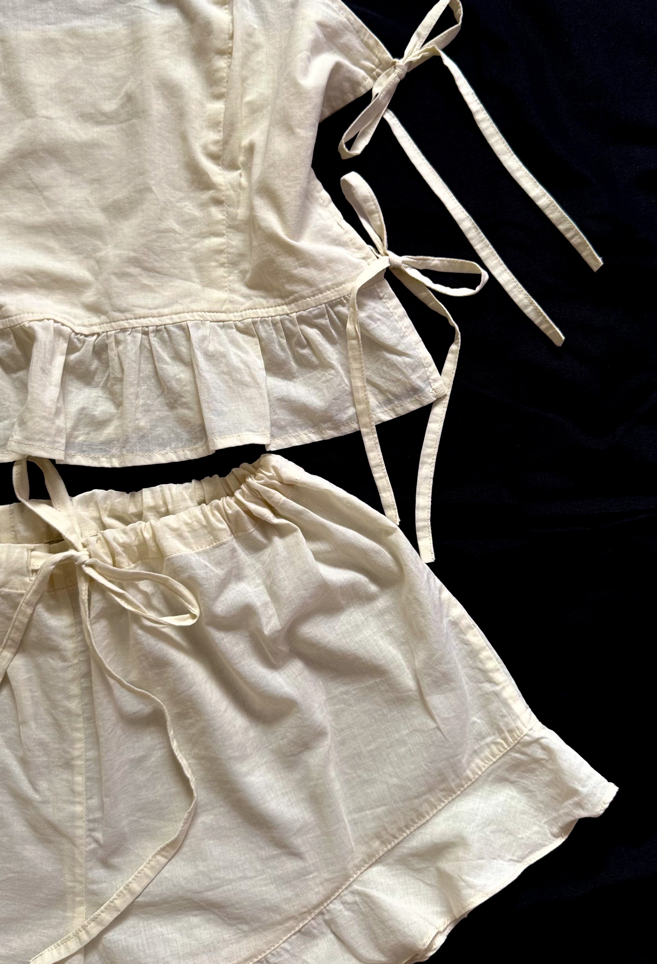 Pajama Set — Milk Cotton with Ruffles