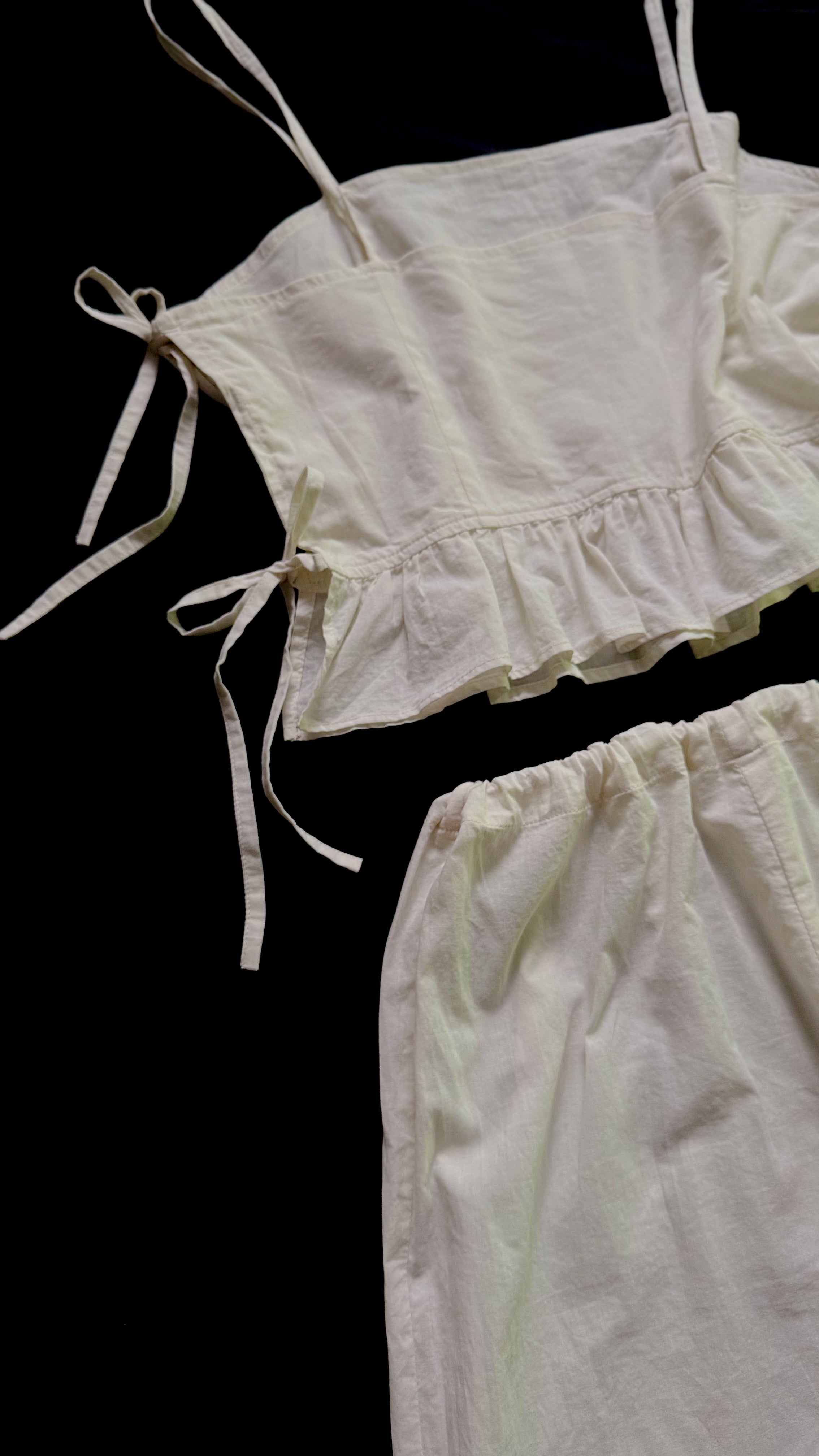 Ruffled Tie-Front Pajama Set – Cotton Pants & Top