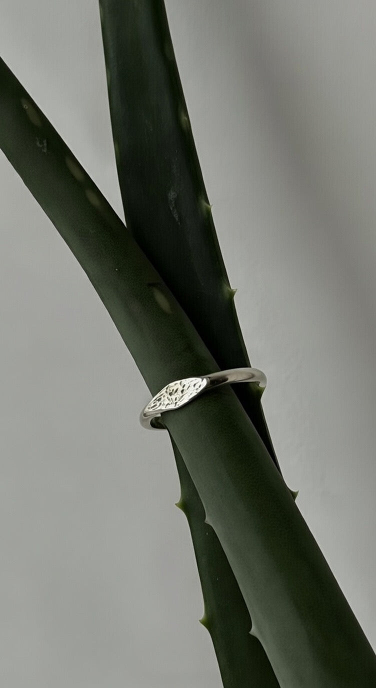 Narrow Tapered Textured Ring