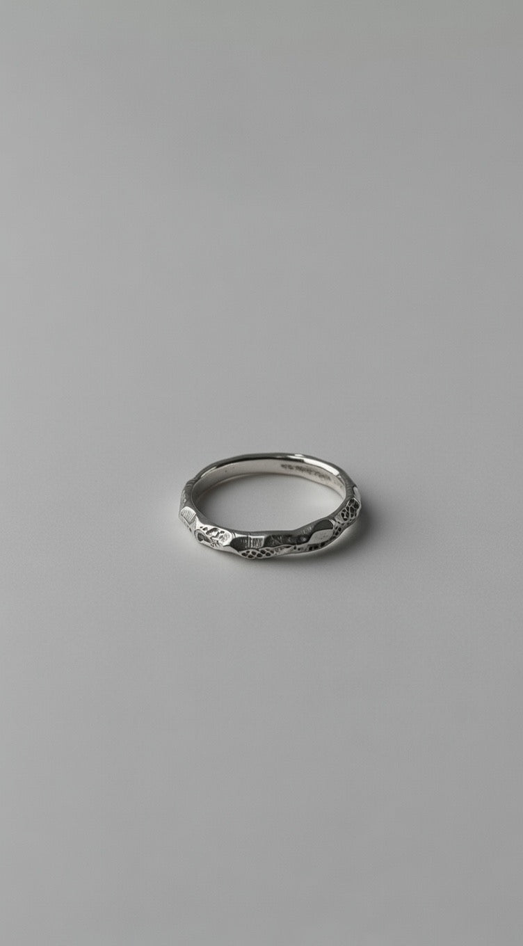 Narrow Organic Relief Ring