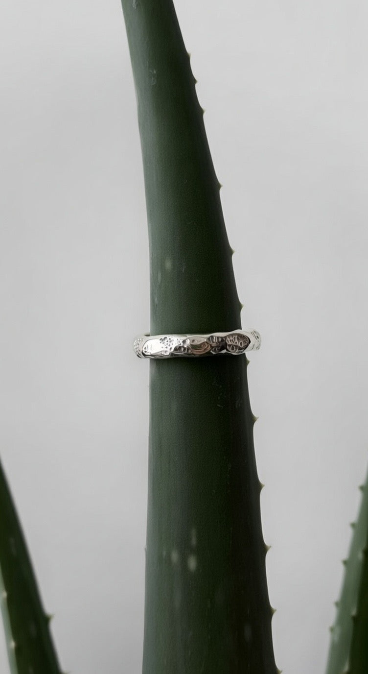 Narrow Organic Relief Ring